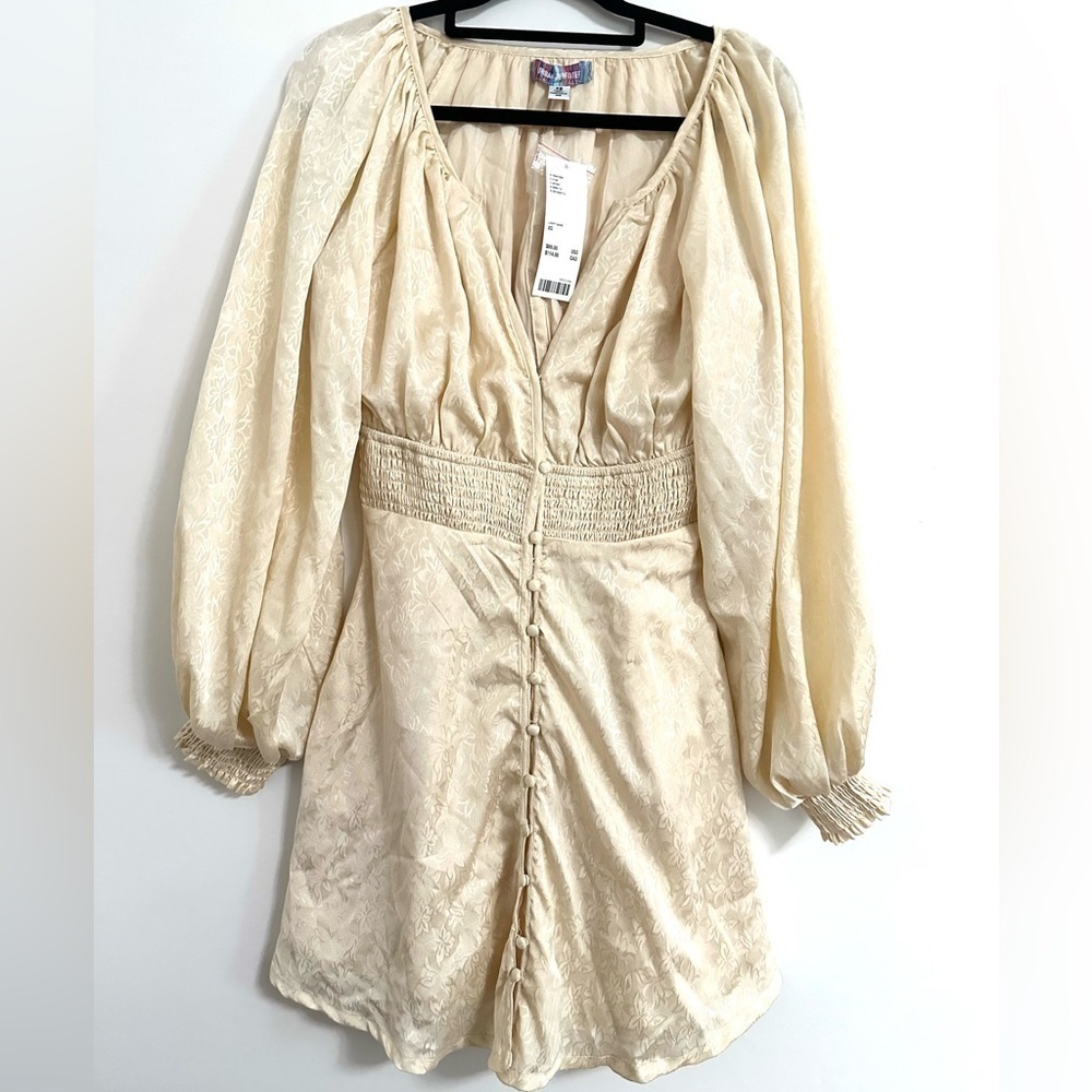 Urban Outfitters NWT Light Sand Button Front Dress Cream Size XS